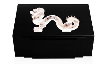dragon jewellery box in black lacquered with clear crystal, large size clear lalique 10203000 Dragon jewellery box in black lacquered with clear crystal, large size clear - Lalique